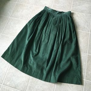Vintage green corduroy midi skirt forest